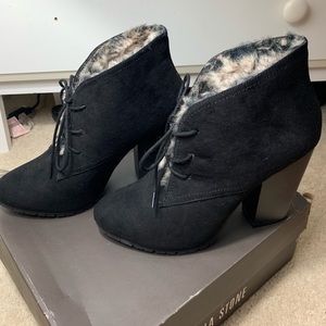 Leila Stone Surianna Fur Booties Size 10